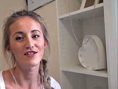 Sexy blonde teen Sallys public flashing and daring