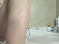 Braunhaarige, Behaart, Lingerie, Dusche