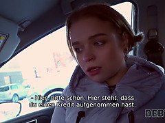 Debt4k. blonda kokette will neue stiefel kaufen, warum also muschi verkaufen