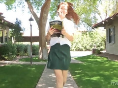 Extremo, Lencería, Masaje, Masturbación, Orgasmo, Colegiala, Solo, Bajo la falda