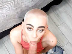 Blonde, Sucer une bite, Tir de sperme, En levrette, Hd, Seins naturels, Rasée, Nénés