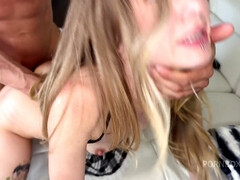 18, ブロンド, フェラチオ, チン, 下着, 小柄, ラフ, ヤリマン