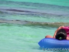 Chica, Playa, Bikini, Tetas naturales, Al aire libre, Público, Tetas, Voyeur