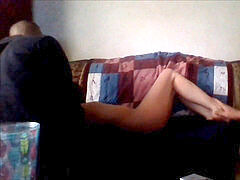 lucky wifey gets suck off by hubby and pal