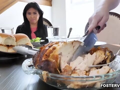Foster parents way of teaching Ember Snow - interracial threesome