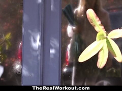 デカパイ, ブロンド, 巨乳な, エロ熟女, ジム, 淫乱熟女, 母, スパンデックス