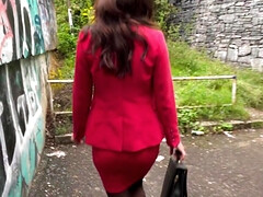 Polish mommy has to polish his cock in public today