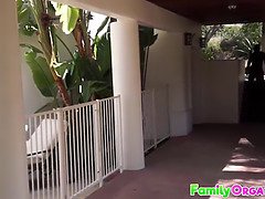 Stepdaughter and Thief Stepdaddy get it on with natural bouncing orgasms