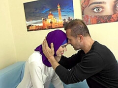 Beauty in a purple hijab Jessica Bell fucked by a hard penis