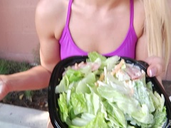 デカ尻, ブロンド, フェラチオ, ダブル開発, 顔射, ハードコア, 怪物, 三人