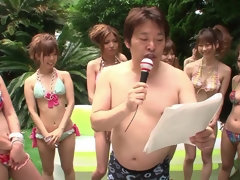 Asiático, Bikini, Sucio, Japonés, Al aire libre, Piscina, Pelirrojo, Adolescente