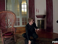 Aus dem arsch in den mund, Blasen, Spermaladung, Klaffend, Absätze, Leder, Rotschopf, Tätowierung