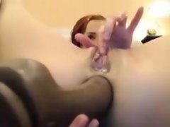 Enthousiasteling, Anaal, Masturbatie, Roodharige vrouw, Alleen, Tiener, Speelgoed