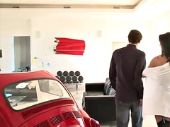 美女, デカチン, デカパイ, フェラチオ, 茶髪の, 手コキする, 下着, ハメ撮り