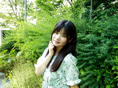 Ringo Fujii acting adorable while posing in the woods
