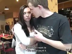 Hunt4k. innocent teen copulates with man in pub while bf is around