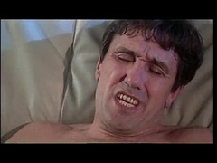 Blonde bombshell in black fishnet stockings gets anal