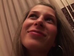 Sweet looking amateur honey with big natural boobies gets rammed