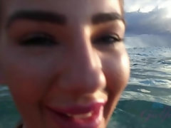Leie, Strand, Bikini, Blondine, Nackt, Pov, Öffentlich, Titten