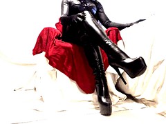 gloss over with thigh boots leather PVC