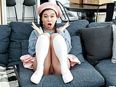 Culo, Dormitorio, Verga grande, Mamada, Estilo perrito, Tetas naturales, Medias largas, Adolescente