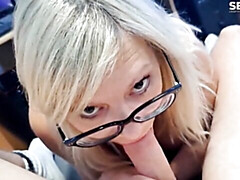 Большой член, Блондинки, Минет, В одежде, Очки, Ласковые ручки, Лизание, Мастурбация