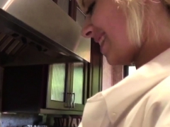 Hot pale blonde Emma Mae sucks cock POV
