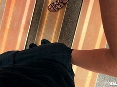 Leie, Amerikanisch, Arsch, Auto, Schwanz, Im freien, Pov, Titten