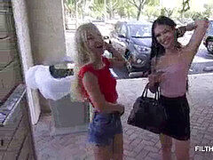 Asiatique, Argent, De plein air, Chatte, Suçant