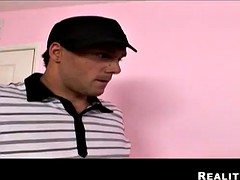 美女, デカチン, ブロンド, 手コキする, 現実, 馬乗り, 剃毛, オッパイの