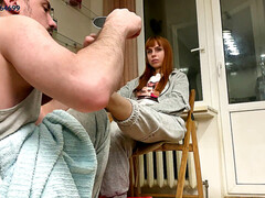 Femdom, feet slave, foot worship