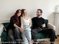 Большие сиськи, Блондинки, Минет, Парочка, Сперма во рту, Натуральные сиськи, Втроем, Сиськи