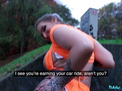 Americano, Tetas grandes, Rubia, Mamada, Británico, Al aire libre, Pov, Público