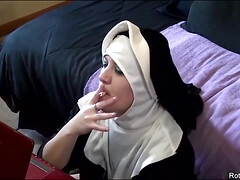Smoking Cigarette Nun Fills Asshole With Large Cock Dildo Live Cam Religious Blasphemy Church Fun - Alhana Winter