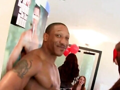 美女, フェラチオ, ダンス, チン, 黒人, 手コキする, 異人種間, フェラする