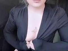素人, ブロンド, 下着, 淫乱熟女, 公共, 一人, オッパイの, おもちゃ