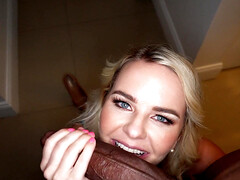 Grote kont, Zwart, Blond, Pijpbeurt, Stel, Hd, Verlegen, Vrouw