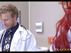 Skyla Novea cheats on her husband with his doctor and nurse in hot lingerie action
