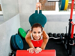 アナル, お尻, フェラチオ, ジム, 手コキする, 赤毛, ティーン, オッパイの