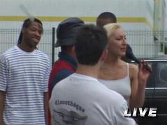Behind the scenes: Sexy French blonde having her first ever gangbang