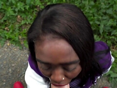 Ebony girl from Colombia is going to take BWC in public