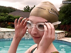 Cul, Doigter, Français, Hd, Masturbation, Piscine, Chatte, Solo