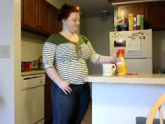 Enthousiasteling, Dik, Rijpe lesbienne, Roodharige vrouw, Alleen, Webcamera