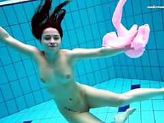 18, 茶髪の, 女, フェティッシュ, ヌード, 公共, 締まりの良い, 水中
