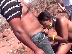 Africano, Negro, Extremo, Corridas faciales, Alemán, Al aire libre, Adolescente, Trio