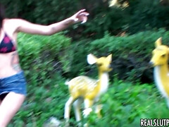 It's My Birthday !!! Three brunette babes in POV foursome orgy outdoors by the pool - Mindy Lynn