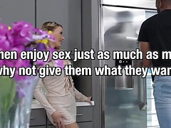 Interracial hardcore action with a blonde bombshell and her massive tits