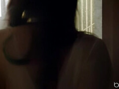 Américain, Blonde, Doigter, Talons, Lingerie, Chatte, Douche, Plan cul à trois