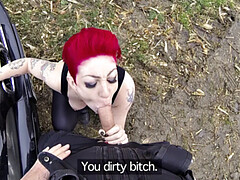 Amateur, Tetas grandes, Mamada, Coche, Estilo perrito, Lencería, Pov, Medias largas