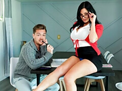 Schlafzimmer, Grosse titten, Blasen, Braunhaarige, Hundestellung, Handjob, Lingerie, Muschi